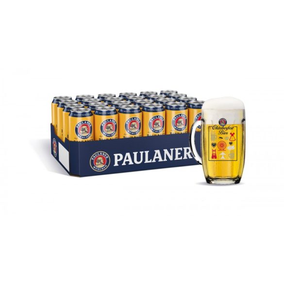 24db Paulaner Lager 0,5L dobozos sör ajándék OKTOBERFEST korsóval