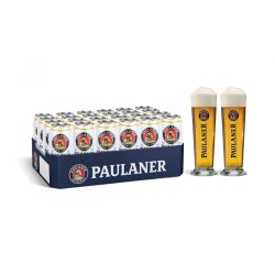   24db Paulaner PILS 0,5L dobozos sör 2 db ajándék pohárral 